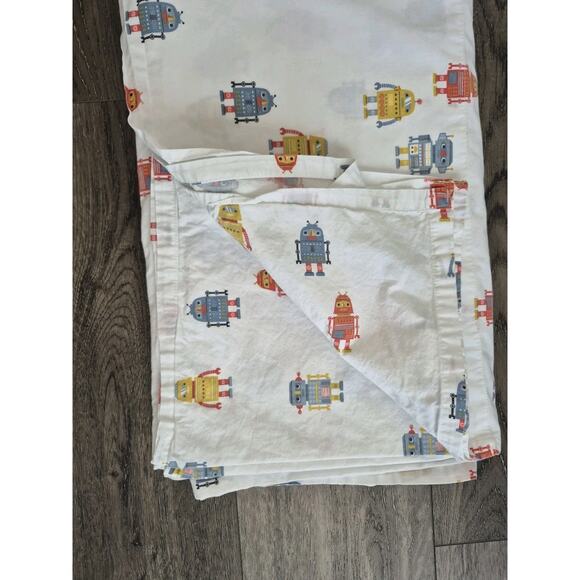 Crate & Barrel Kids Robot Flat Fitted Twin Sheet Set Organic Cotton - Picture 6 of 10